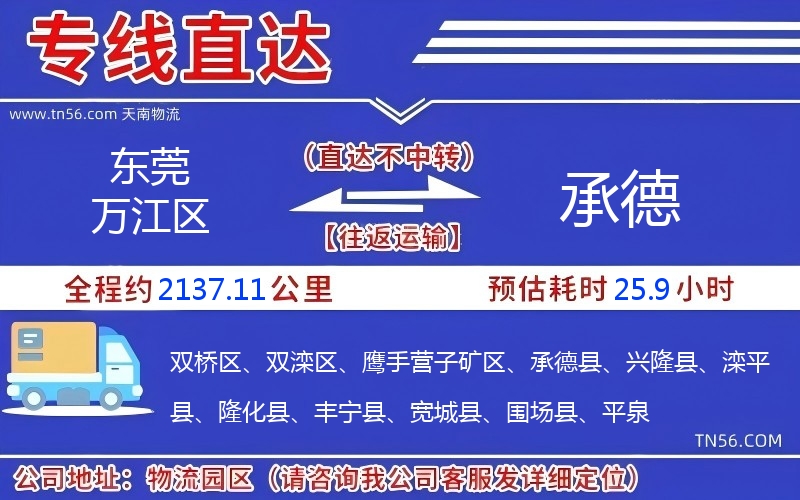 東莞萬江區到承德物流公司 東莞萬江區到承德物流公司